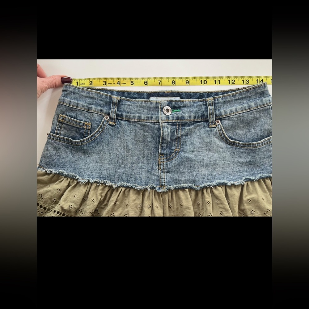 Denim Ruffle/Layered Mini Skirt - Picture 4 of 7
